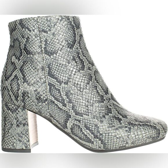Gentle Souls | by Kenneth Cole Troy Pewter Snakeskin Side Zip Heeled Booties | 6 - Picture 1 of 5